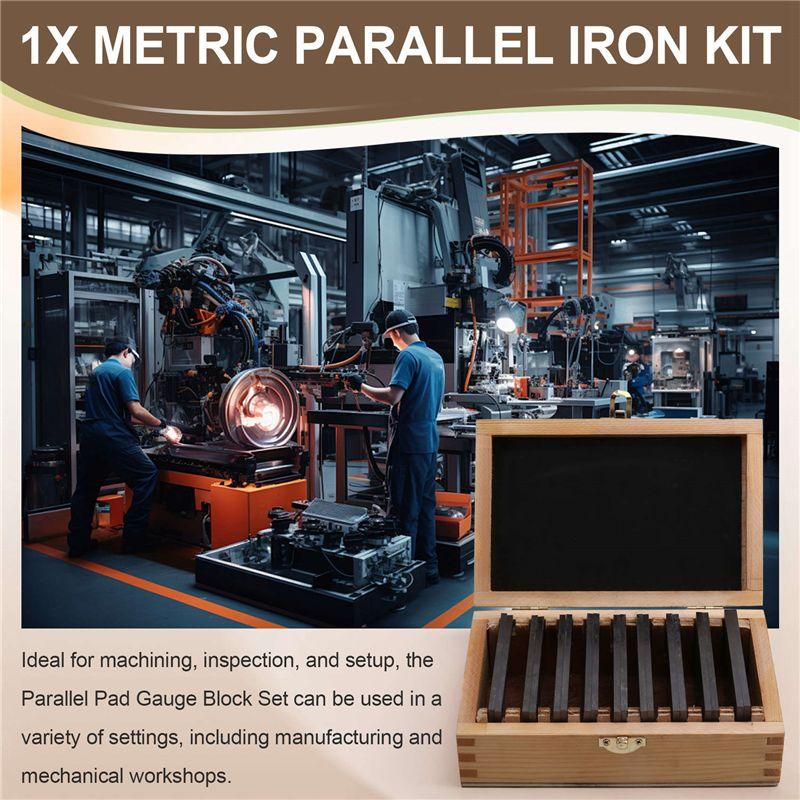 A34R 100Mm 9 Pairs 18Pcs High-Precision Manufactured Parallel Pad Gauge Block CNC Milling Pads Set Alloy Steel