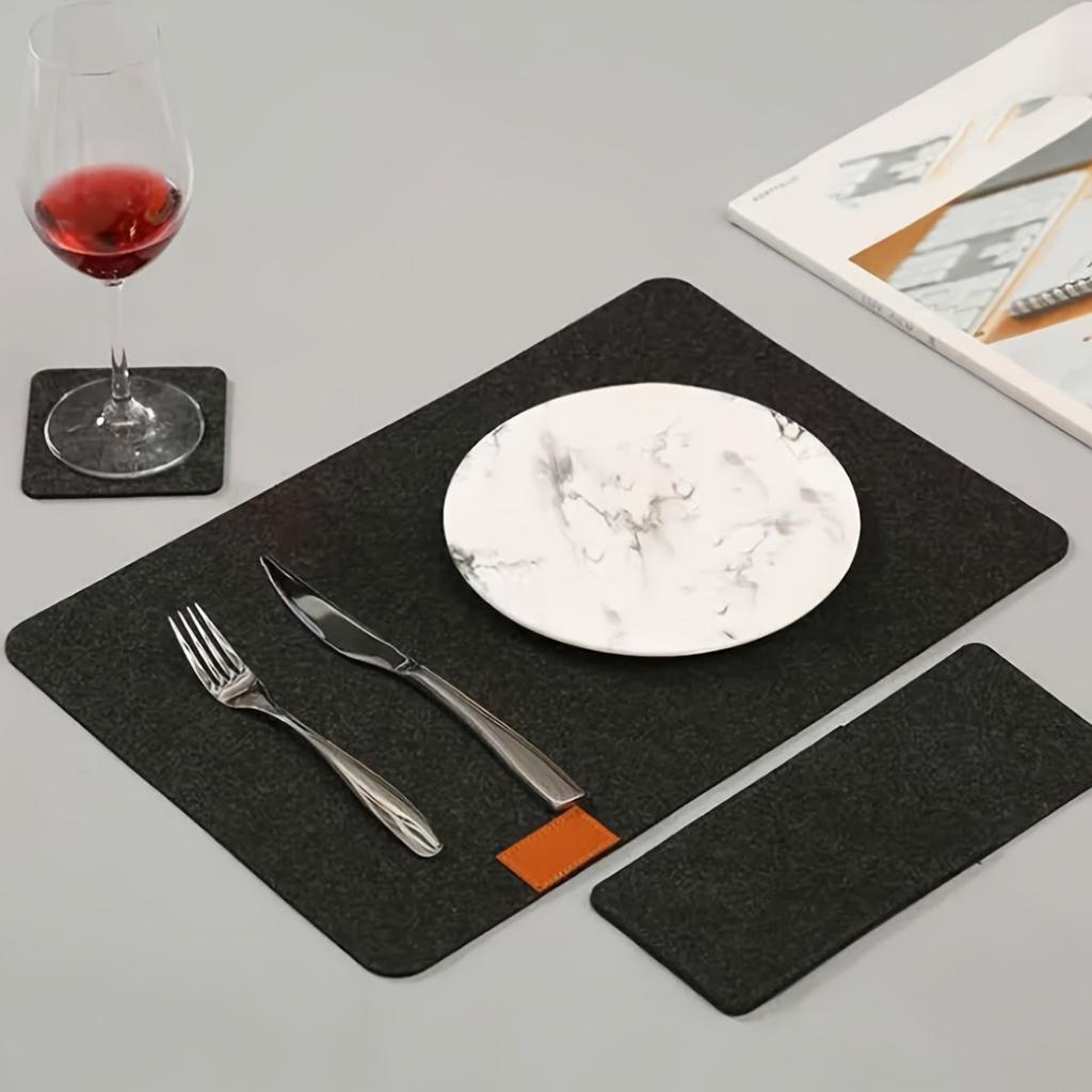 Meal mat knife and fork bag set,meal mat coaster, washable meal mat (4PCS meal mat+4PCS coaster+4PCS knife and fork bag)