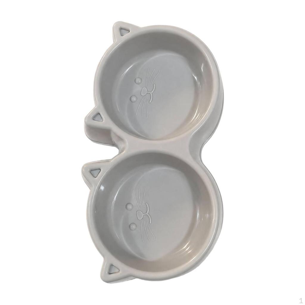 Double Pet Bowl Glossy Cat Unified Unit for Feeding, Watering Blue Face