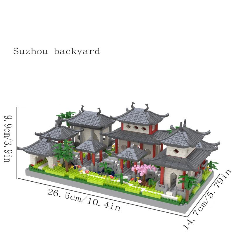Suzhou Garden puzzle mikročástice sestavení typ stavební blok etnický styl stavebnice hračka
