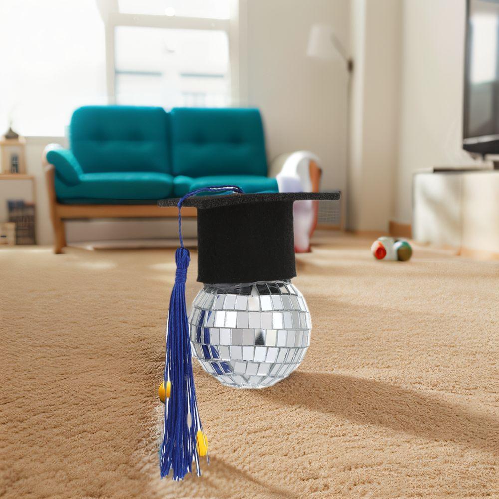 5pcs Sparkling Graduation Hat Disco Ball Glass Silver Mirror Ball  Graduation Season