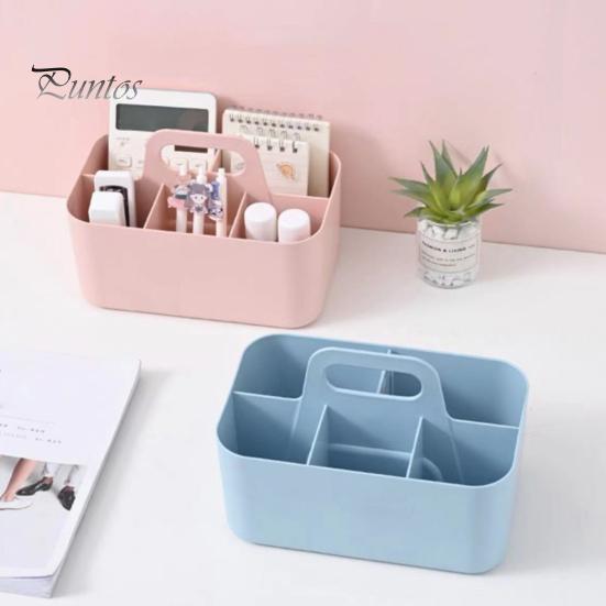 Stackable Desk Organizer Storage Box with Handle Large Capacity Multiple Compartments Pencil Holder Caddy Organizer