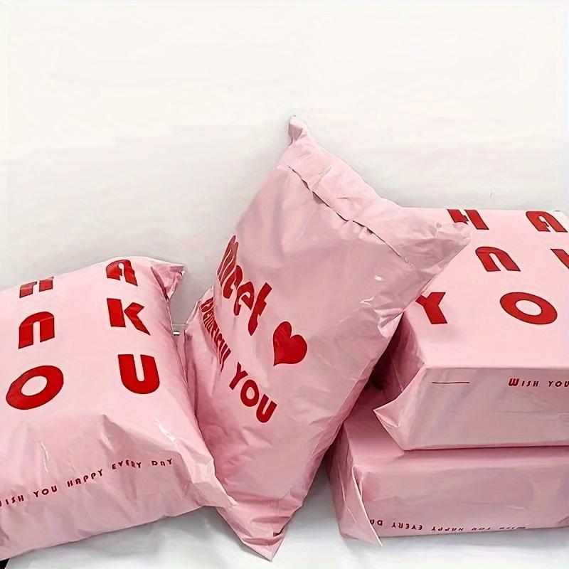 Pink Packing Bag 100pcs Thick Courier Bag Waterproof Durable Shopping Bag For Clothing Logistics Gift Packaging Mail Envelope
