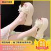 Fashion slope heel slippers heightened platform women wear summer sandals 2025 new sweet bow one-word drag