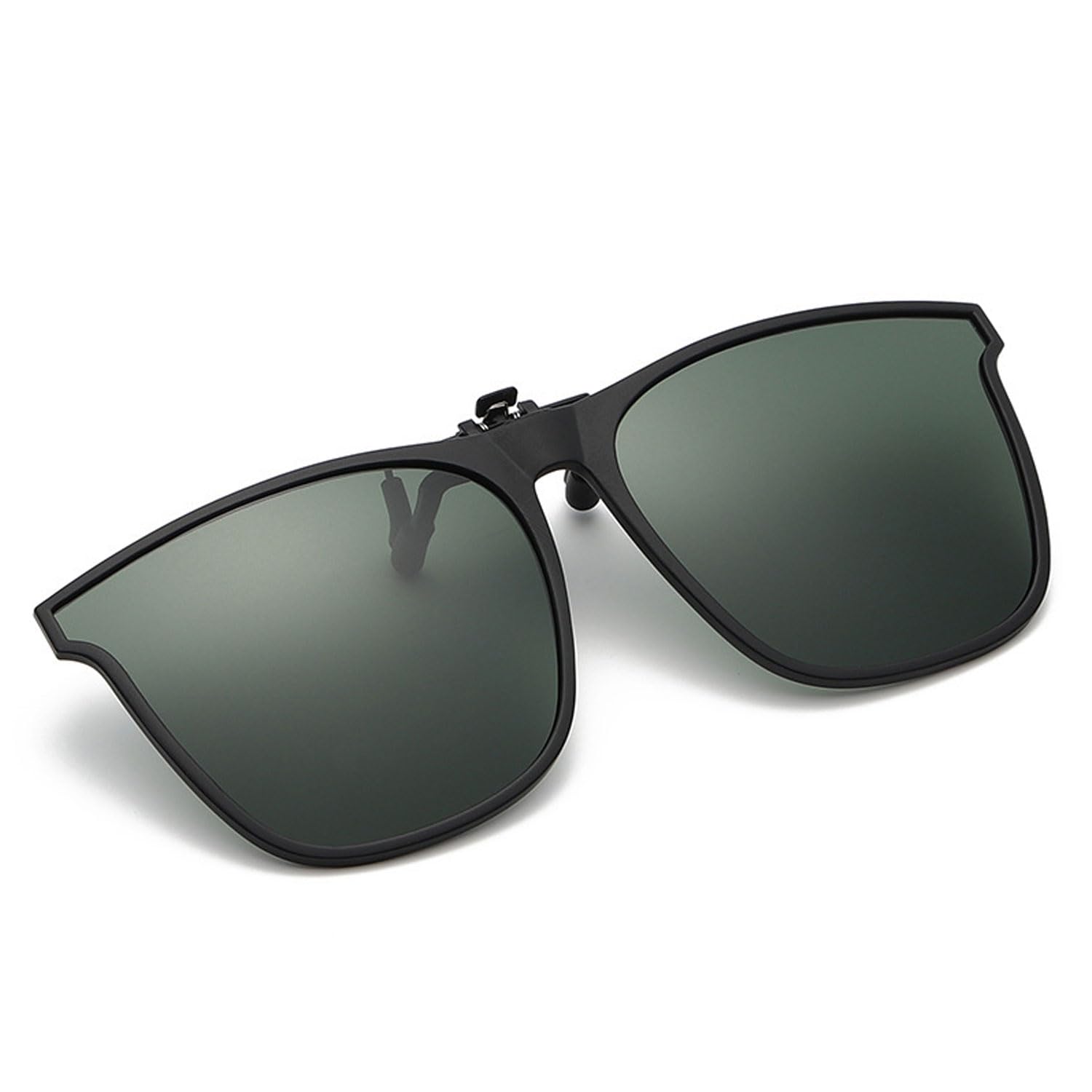 

[Whatif] Clip-on Sunglasses, UV400 Sunglasses, Attaches to Glasses, Front Clip-on Polarized Lenses, Unisex, for Outdoor Activities (Green)