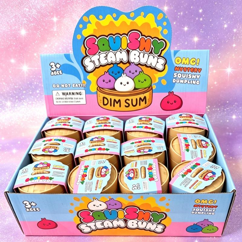 Hot Glitter Dumpling Squishy Maltose Series With Box Dumplings Sensory Squeeze Toy For Stress Relief Random Color