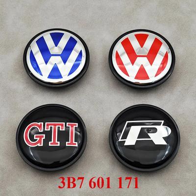 VOLKSWAGEN 4 vnt. 65 mm raudonų mėlynų automobilio ratlankių dangtelių, skirtų Volkswagen VW R GTI Golf 6 Passat CC Magotan Touran Tiguan 3B7601171