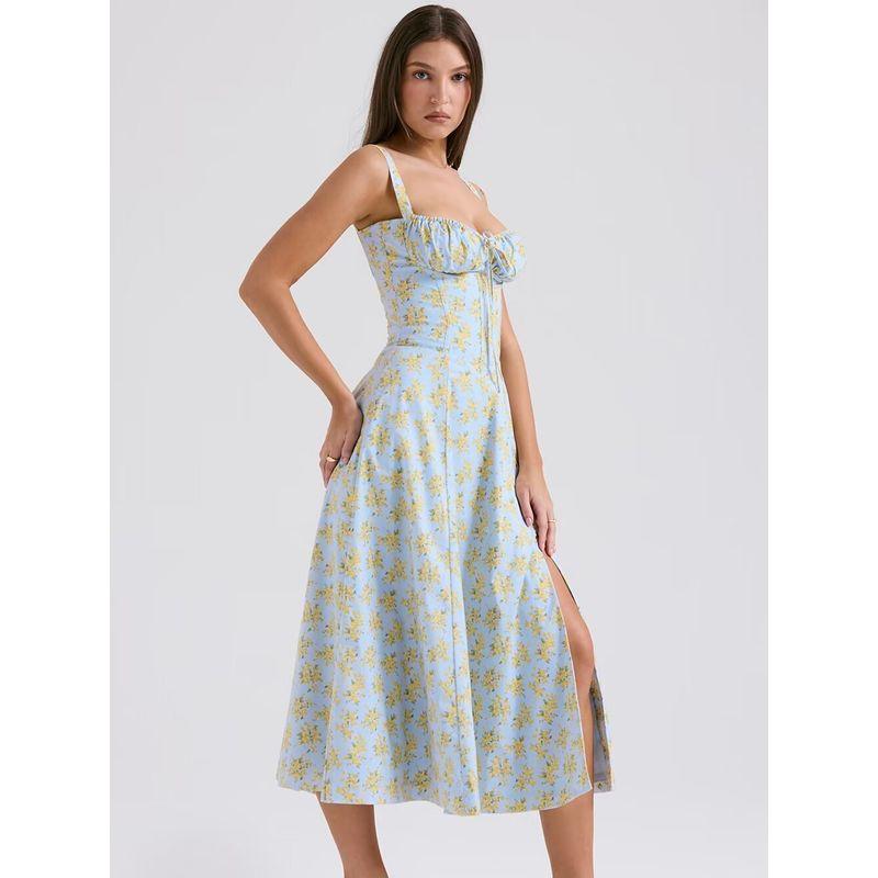 House of French Pastoral Sling Dress Drawstring