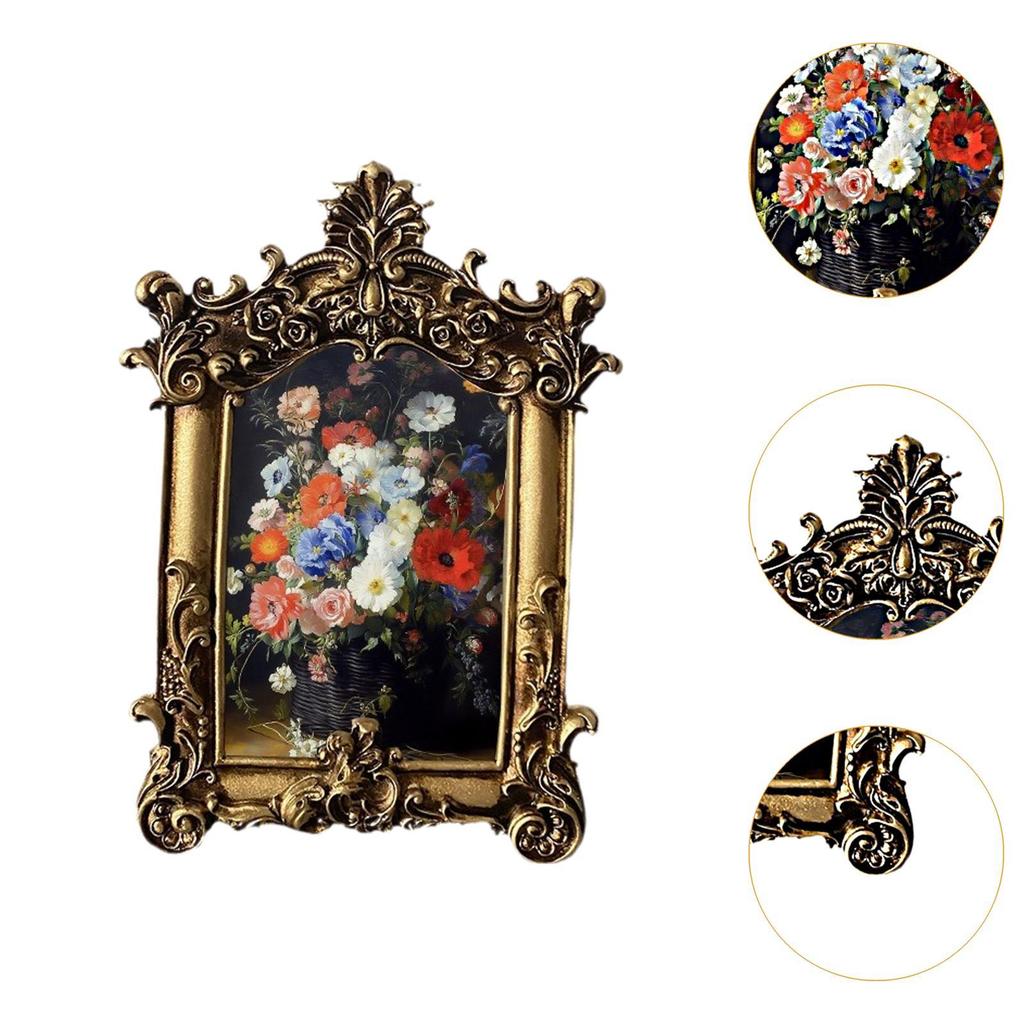 Ornate Picture Frame Tabletop Wall Hanging Ornament Antique Picture Frame for Photo Gallery Home Decor Wedding Bedroom Hallway
