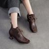 GKTINOO Women Genuine Leather High Heels Autumn Winter Ankle Boots Square Toe Zipper Elegant Short Boots Women's Shoes