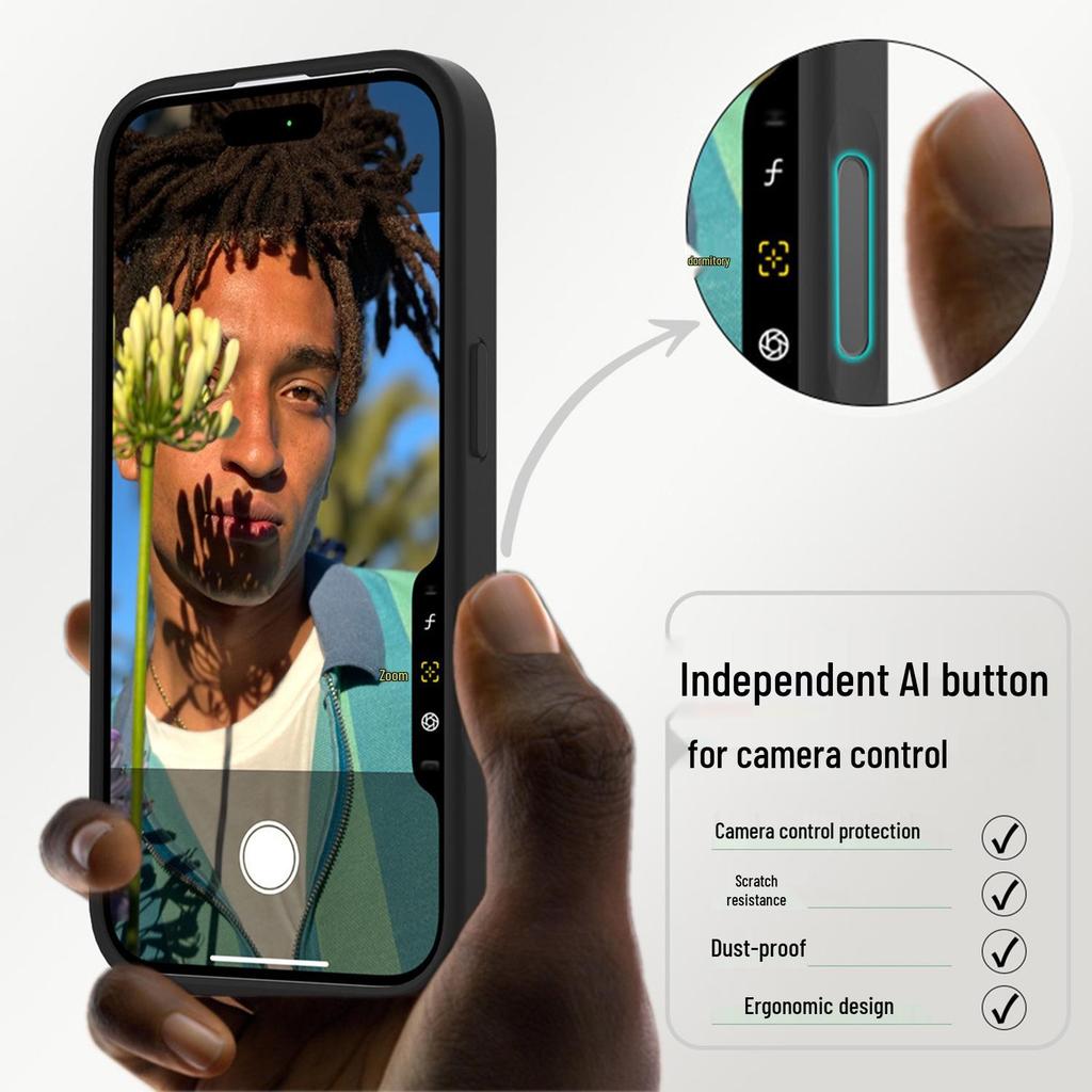 Neue hautfreundliche dynamische Tasten-Handyhülle für iPhone 15 Pro und Apple 16