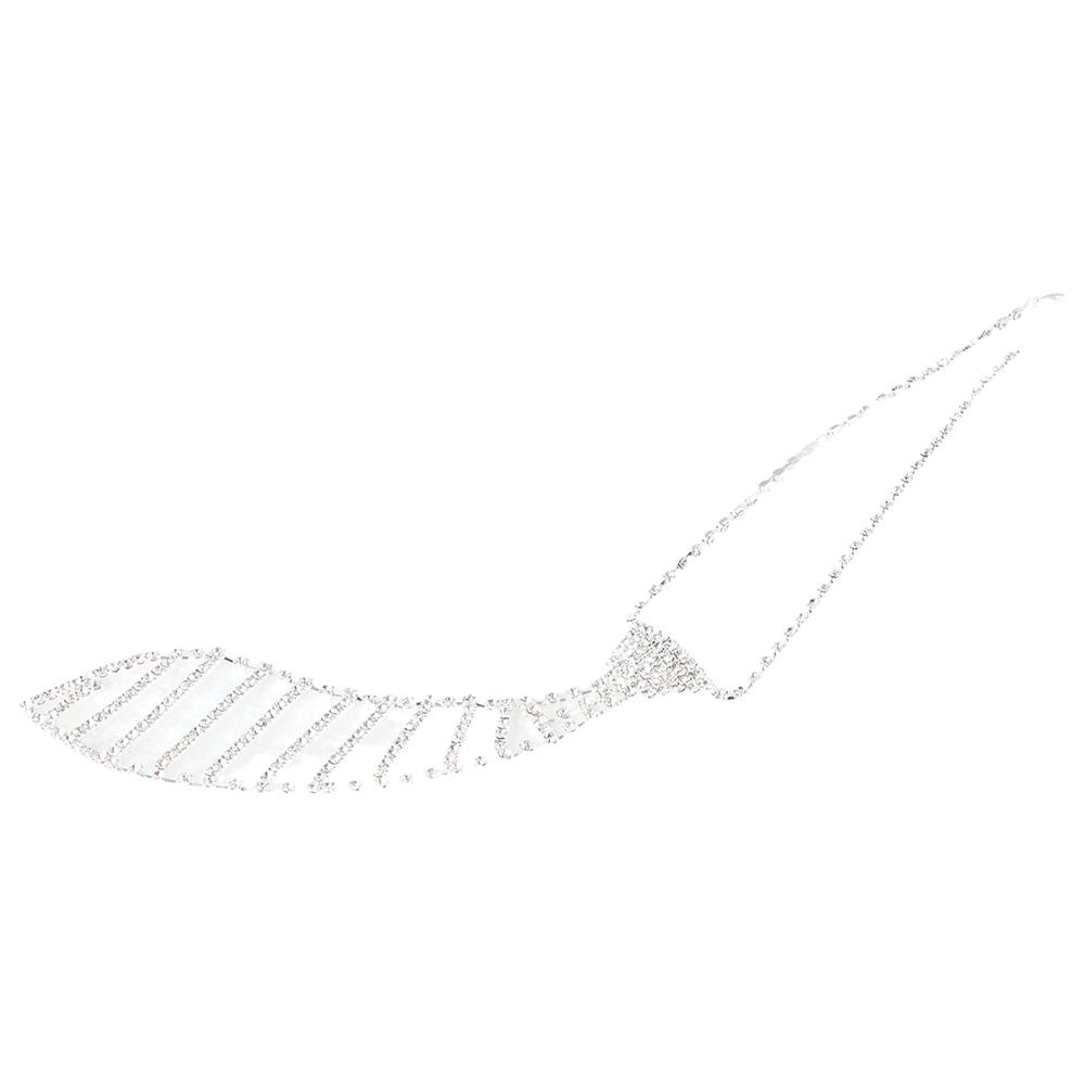 Streifen Temperament Damen Halskette Kristall Halsband Koreanischer Stil Choker Strass Krawatte Lange Halskette