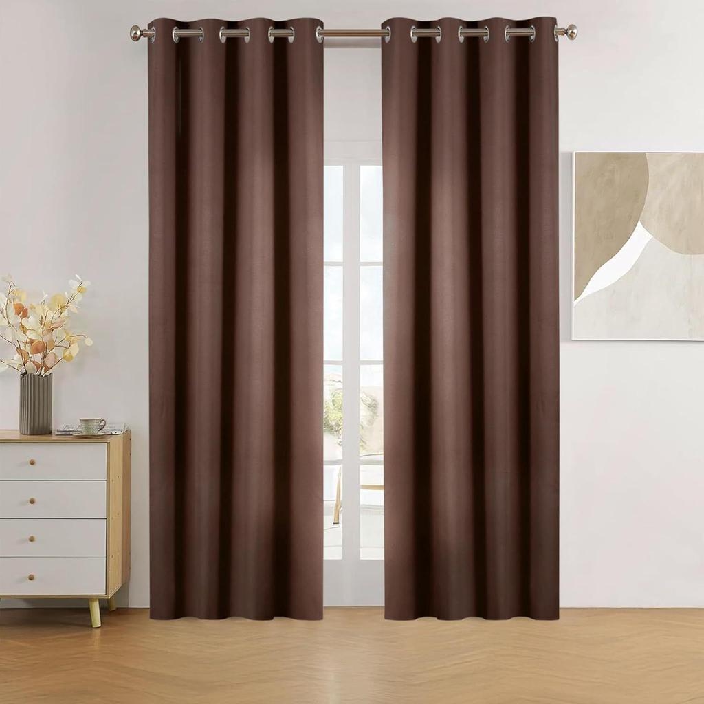 Polyester 100% Blackout Plain Window Curtains|100% Room Darkening| Blackout Window Curtains| 5 Feet |Set of 2| Plain Design |