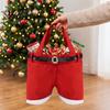 Christmas Tree Hanging Decor Santa Pants Gift Bag, Red Plush Candy Tote with Handles Soft Velvet Style Bags for Wine Bottle, Holiday Party Favor