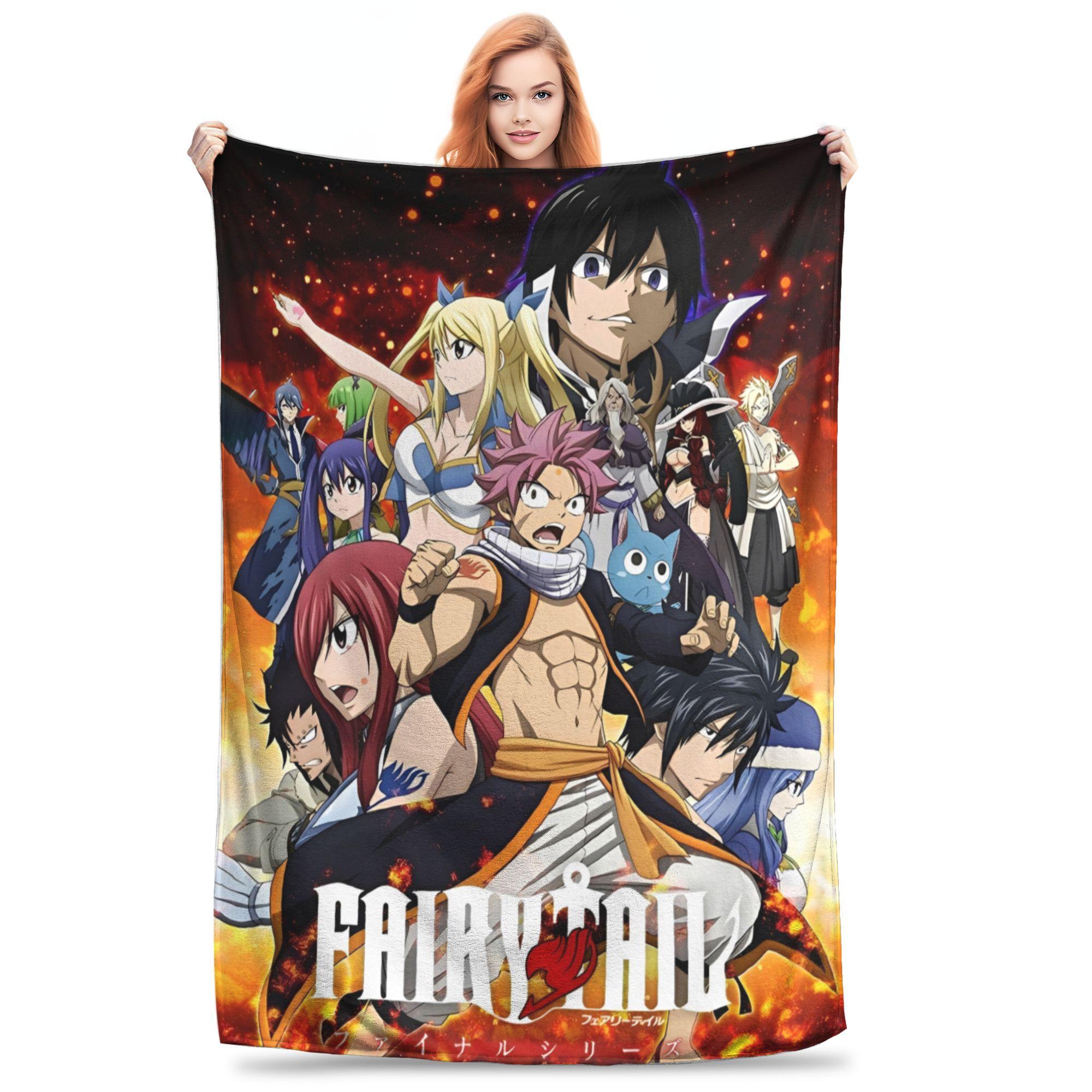

Fairy Tail Anime Knitted Blanket Flannel Cartoon Super Warm Throw Blankets for Bedroom Sofa Bed Rug 30x40in