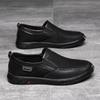 Summer New Breathable and Versatile Black Trend Leather Sports Soft-soled Shoes Mesh Men's Leather Shoes Casual Running Shoes