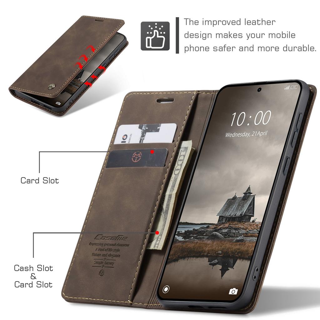 Pro Xiaomi Redmi Note 15 Pro 4G (Globální) Peněženkové pouzdro CASEME řady 013 PU kůže kryt na telefon stojánek