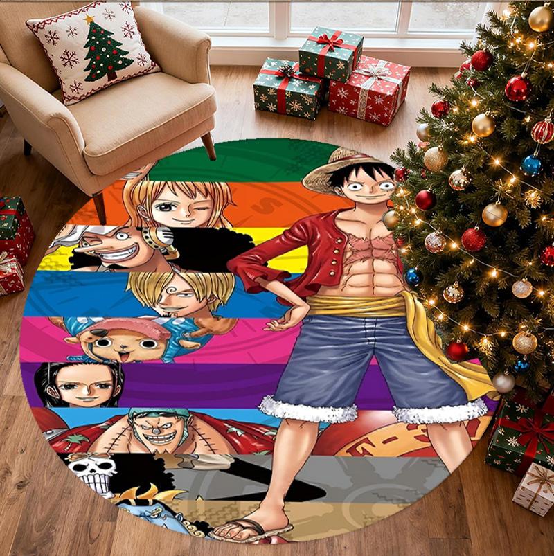One Piece Pattern Round Rug, Indoor/Outdoor Mat, for Picnic, Gameroom, Bedroom, Office, Living Room, Home Decor Carpet, Birthday Gift