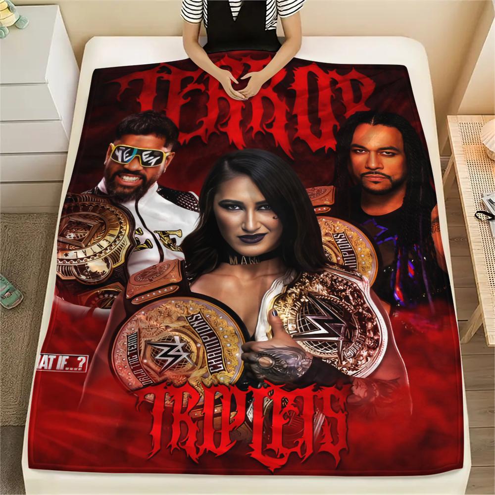1PC Rhea Ripley Print Flannel Blanket, High quality All Seasons, Home Decor, Warmth and Comfort, Perfect for Christmas Gifts