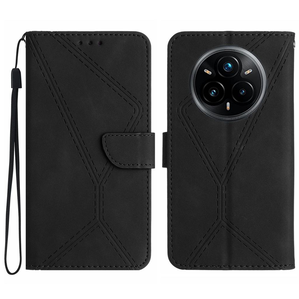 For Realme 14 Pro+ 5G Case Skin Touch Lines Imprinted PU Leather Flip Phone Cover