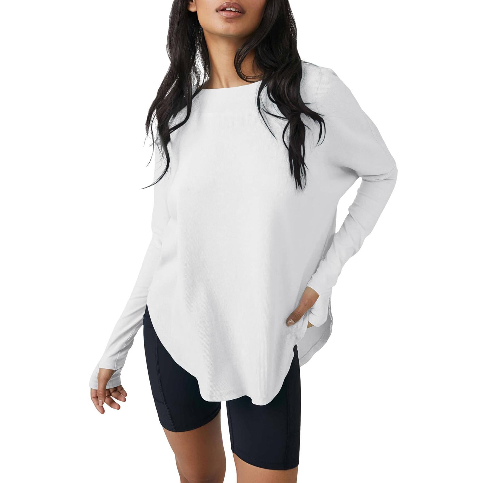 

Топы для женщин, пуловеры с длинными рукавами, повседневные рубашки, топ S белый