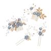 NUOBESTY 4 Pcs Wedding Hair Comb Rhinestones Crystal Floral Bridal Hair Clips Hair Pin Hair Jewelry for Wedding Dress Accessories -Blue