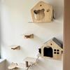 Cat Wall Furniture Wall-Mounted Cat Climbing Frame Tree Tower Plush Hammock House Sisal Scratching Post Indoor Cats Playground