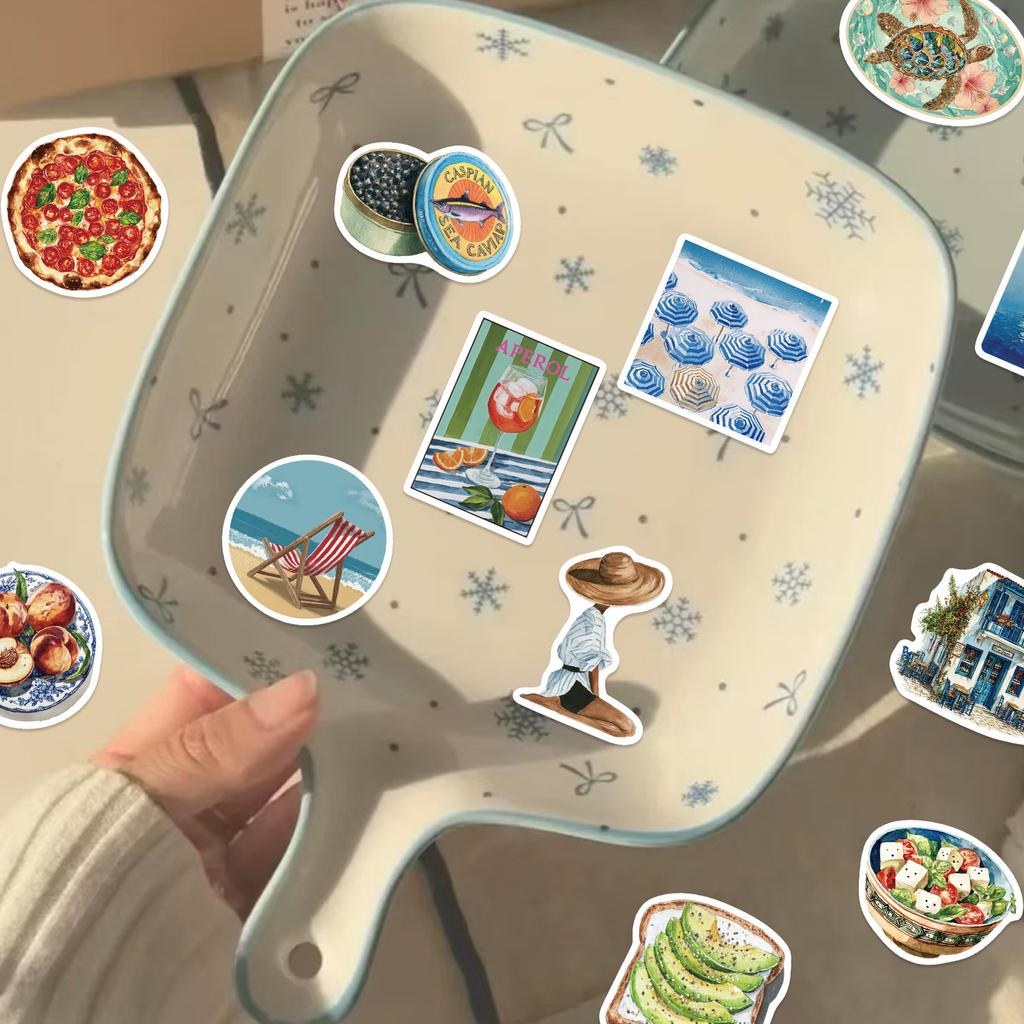 50 Pieces / 2 Designs of Graffiti Stickers for Coastal Vacation Style Computer Notebook Luggage Box Decoration Stickers