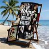 Custom Name Personalized Billie Eilish Print Beach Towel, for Trip Camping Beach Party Home Decor, Birthday Gift for Family & Friends
