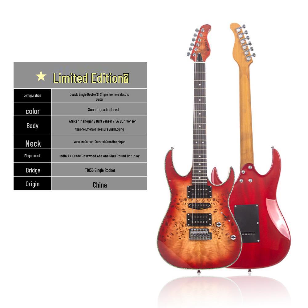 Entry-Level Rock Electric Guitar with Solid Wood & Carbonized Neck