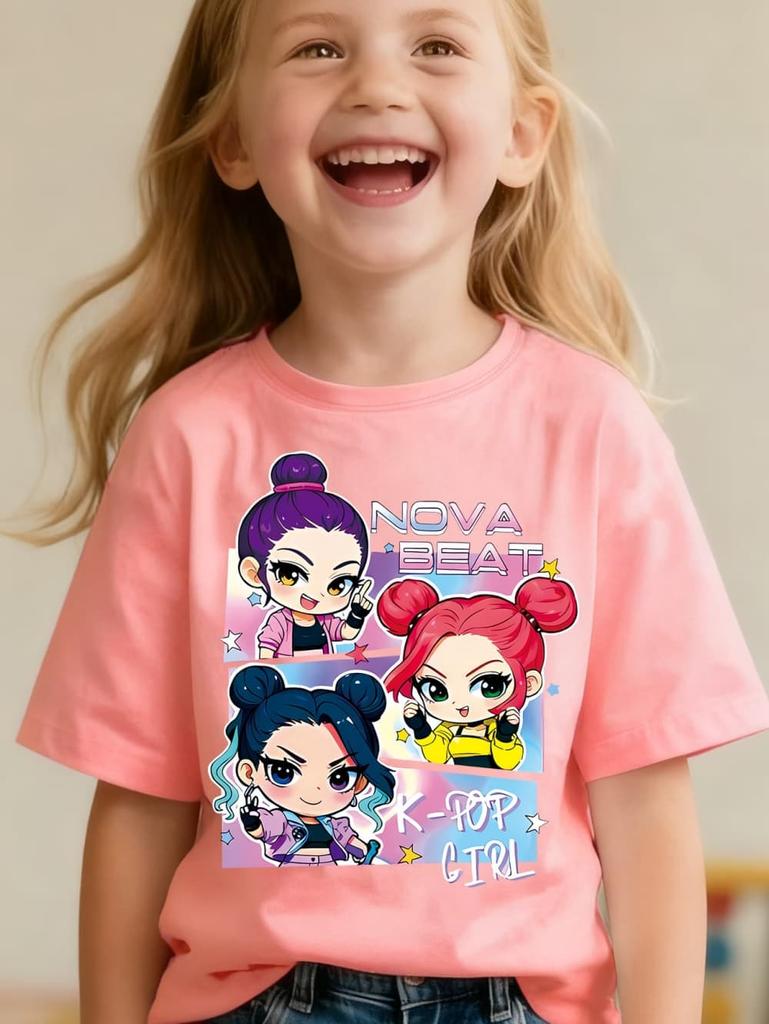 Kpop Cartoon Print Grafik Kinder T-Shirts Lustiges Geschenk für Fans Harajuku T-Shirts Sommer Oberteile Kurzarm Oberteile Kinderbekleidung