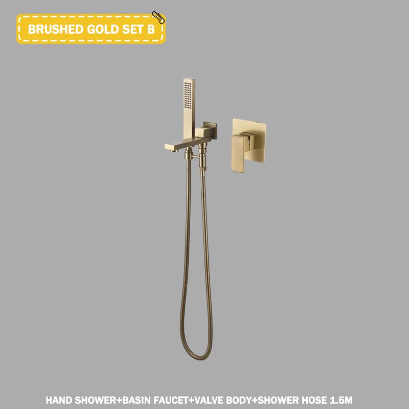 

Черный смеситель для душа для ванны, настенный латунный поворотный излив для ванны с ручным душем, смеситель для душа для ванной с горячей и холодной водой