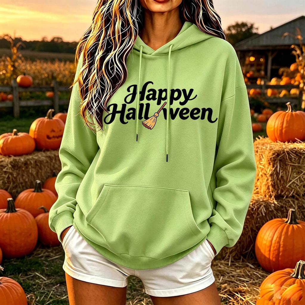 Women's Color Loose Fit Hoodie Sweatshirt Casual Top for Halloween