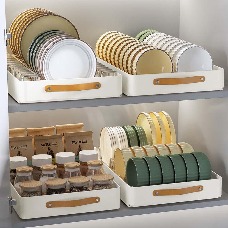 Bowl & Dish Pull-Out Storage Rack - In-Cabinet Drainer & Organizer