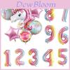 Foil Unicorns Cartoon Balloons Age Numbers Kids Girls Birthday Supplies Party