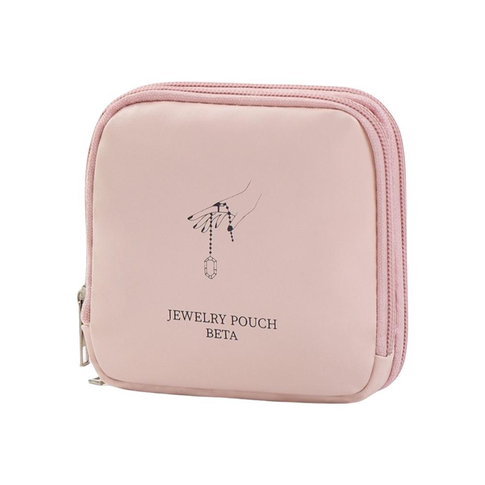 Single/Double Layers Zipper Jewelry Bag Mini Jewelry Case Elegant Jewelry Storage Bag  Ladies/Girls Pink Double Layers