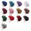 Women Turban Elastic Glitter Big Flower Chemo Beanie Solid Color Elastic Head Wrap Cap Hat Headwear