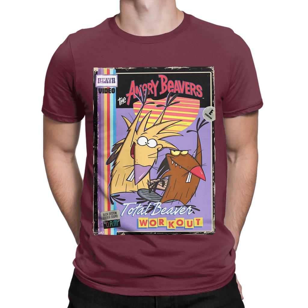 Angry Beavers Total Beaver Workout Retro Vintage Video Tape Novelty 100 Cotton TShirt The Angry Beavers Tees Tops For Unisex