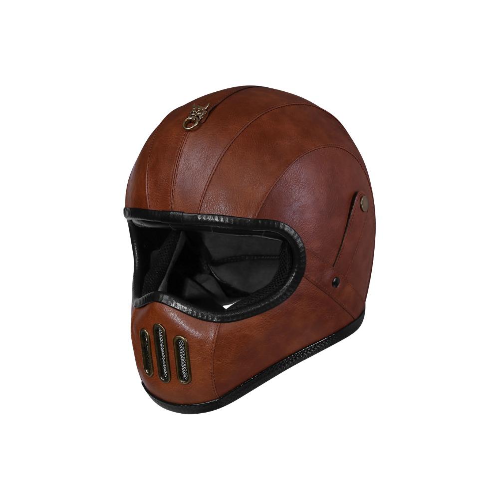 Retro ORZ Helmet, Fiberglass Full Face Helmet, Caf É Racing Driver, Lightweight Shell, Motorcycle Helmet, Retro Leather