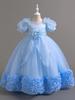 Girls' Princess Dress - European & American Floral Birthday Gown, High-End Host and Piano Performance Costume