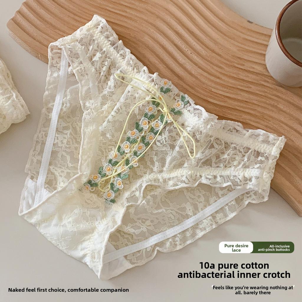 Slip Triangle Respirant en Coton pour Femme - Été Nouveau Sexy Doux Dentelle Fil