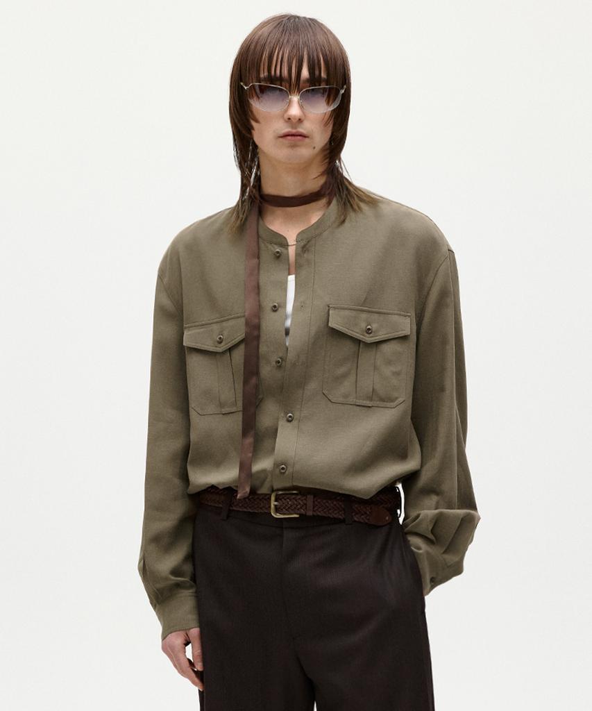 LMOOD Rain Tencel Shirt Khaki Brown