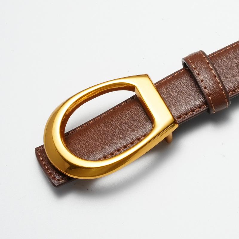 Genuine Leather Belt for Women's Thin Belt Decoration with Dress Thin Belt Small Fragrance Style Waist Chain Retro Belt Waist Decoration