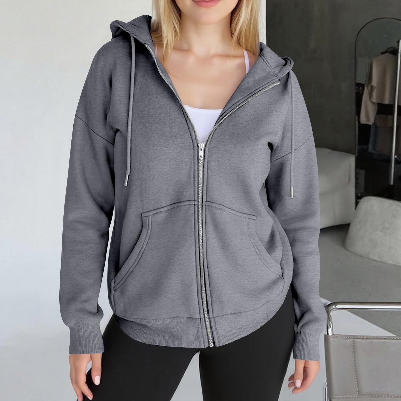 

Womens Zip Up Hoodies Oversized Sweatshirts Fall Fashion Outfits Casual Jackets XXL