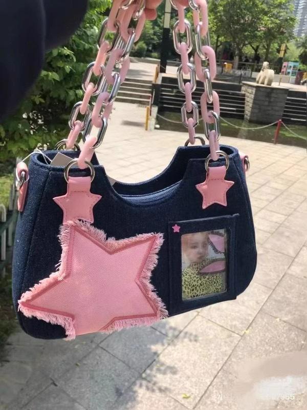 2024 Y2K Hot Girl Small Denim Pain Bag, One-Shoulder Japanese Messenger Handbag - Second-Hand, Original Design
