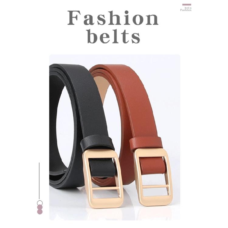 Thin Golden Buckles Waist Belt Flexible Synthetic Leather Strap For Coats And Trousers