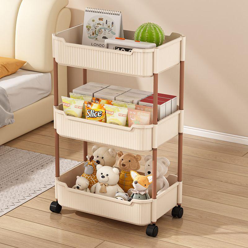 Compact Multi-Layer Mobile Storage Rack for Bedroom, Bathroom, or Living Room
