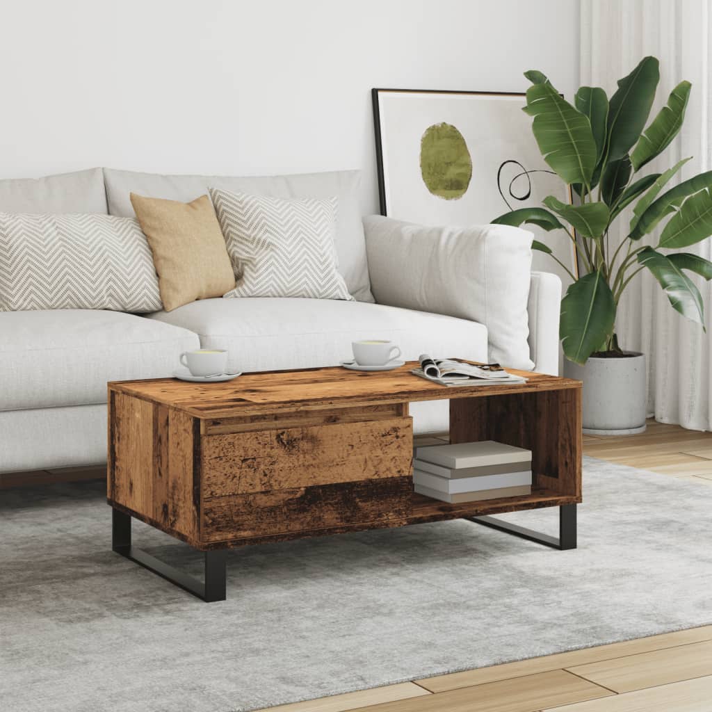 Coffee Table Reclaimed Wood Look 90x50x36.5 cm Engineered Wood