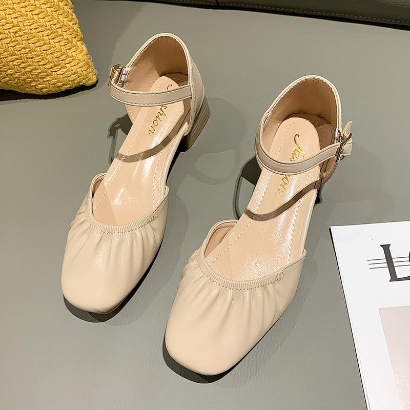 Женская обувь на массивном каблуке для балета весна-лето 2022 модные сандалии на мелком среднем каблуке дизайнерские милые модельные туфли-лодочки Lady Chaussures 35 2648₽