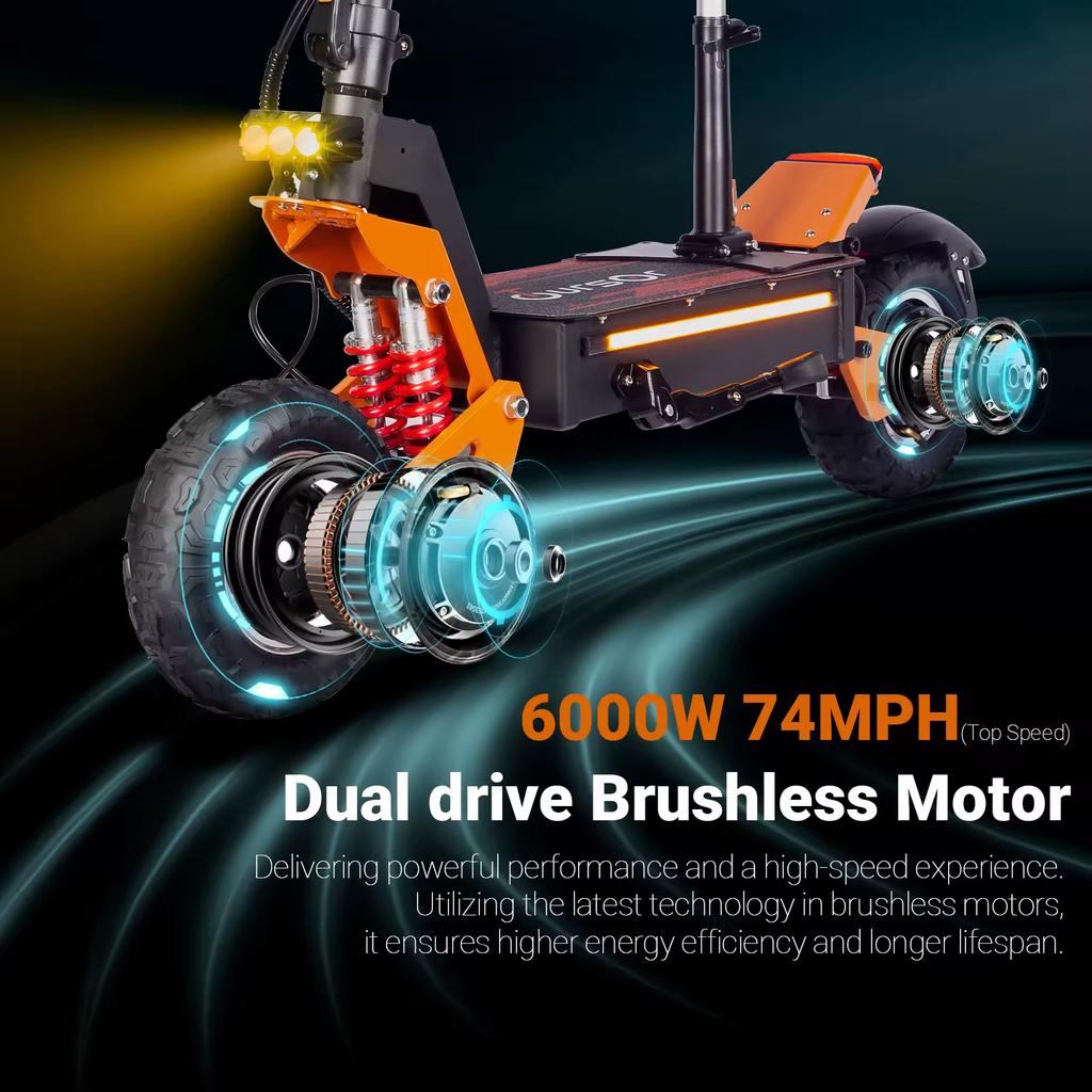 AB X5 6000W 60V 38AH Çift Motorlu Elektrikli Scooter Maksimum Hız 90 km/s Hidrolik fren LCD Ekran Maksimum Menzil 90km Escooter